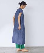 コットンリネン平織デニム　2wayワンピース